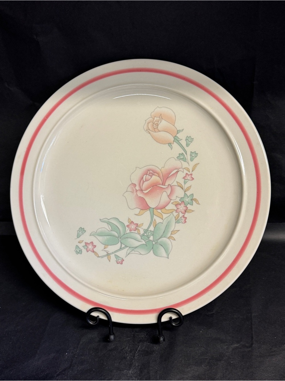 Vintage 1990s Xiangtangpai Pink Rose Ceramic Salad Plates - Set of 5